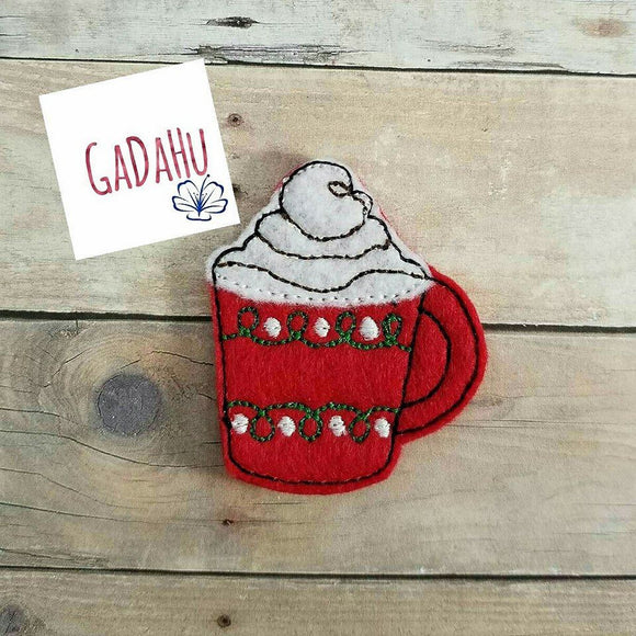 Hot Cocoa/ Coffee Mug/ Christmas / Fall feltie. Embroidery Design 4x4 hoop Instant Download