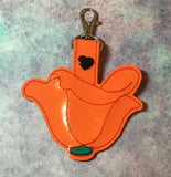 California Poppy Flower Key Fob Snap Tab Embroidery Design 4X4 size.