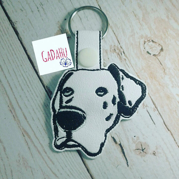 Great Dane Dog Key Snap Tab Embroidery Design