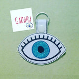 Evil Eye Key Fob Snap Tab Embroidery Design