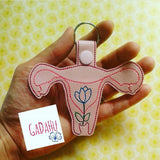 Uterus with flower Key Fob Snap Tab Embroidery Design