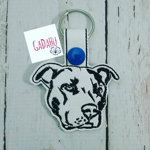 Pit bull Dog Key Chain / Snap Tab Embroidery Design.