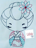 Cute Japanese Girl Machine Embroidery Design 3 Sizes: 4x4/5x7/6x8