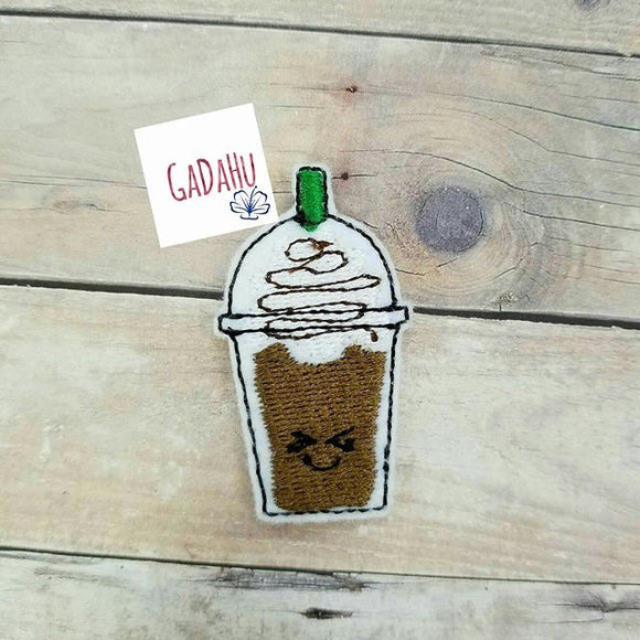 Latte coffee feltie. Embroidery Design Instant Download