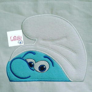 Blue Boy Peeker Hooded Towel Applique Embroidery Design In the hoop/ Digital instant download. Size 5X7