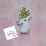 Cute Reindeer feltie. Embroidery Design 4x4 hoop Instant Download. Felties