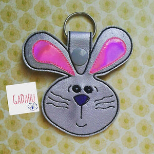 Lop Eared Rabbit Key Snap Tab Embroidery Design