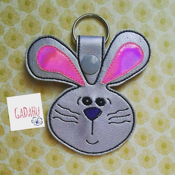 Lop Eared Rabbit Key Snap Tab Embroidery Design