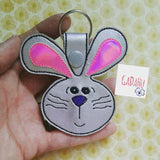 Lop Eared Rabbit Key Snap Tab Embroidery Design