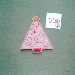 Pink Christmas Tree feltie. Embroidery Design 4x4 hoop Instant Download. Felties