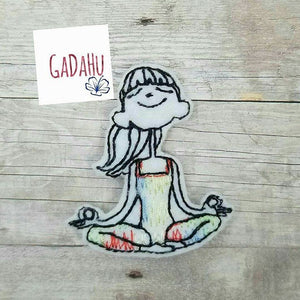 Yoga Girl  feltie. Embroidery Design 4x4 hoop Instant Download. Felties. Relaxation/Meditation/Namaste feltie