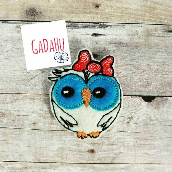 Cute Owl with Bow feltie. Embroidery Design 4x4 hoop Instant Download. Felties. Animal feltie.