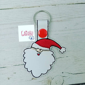 Santa Claus Key Fob Snap Tab Embroidery Design