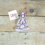 Yoga Girl with ponytails feltie. Embroidery Design 4x4 hoop Instant Download