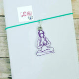 Yoga Girl with Ponytails Feltie Charm ITH Embroidery design file