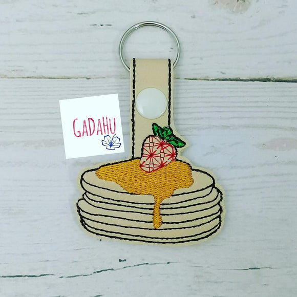 Pancake Stack Key Fob Snap Tab Embroidery Design. Digital Download