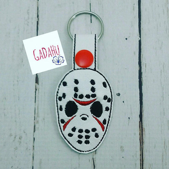 Hockey Mask Key Fob Snap Tab Embroidery Design