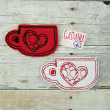 Mug with heart. Embroidery Design 4x4 hoop Instant Download