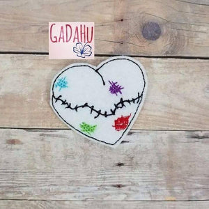 Broken Heart feltie. Embroidery Design 4x4 hoop Instant Download. Felties. Love Feltie. Valentine's feltie