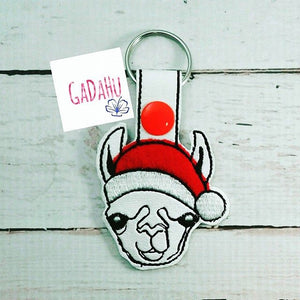 Llama Christmas Filled and Applique Key Fob Snap Tab Embroidery Design