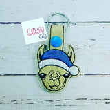 Llama Christmas Filled and Applique Key Fob Snap Tab Embroidery Design