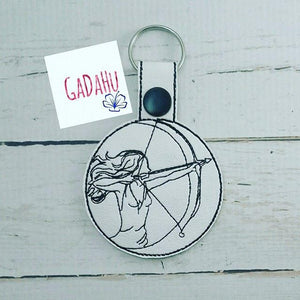 Sagittarius Girl Key Fob Snap Tab Embroidery Design