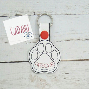 Rescue Dog Key Fob Snap Tab Embroidery Design