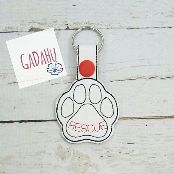 Rescue Dog Key Fob Snap Tab Embroidery Design