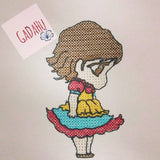 Cute girl Cross Stitch machine embroidery design 4x4 and 5x7 Hoops. Digital Design