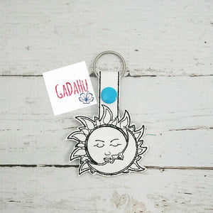 Sun and Moon Key Fob Snap Tab Embroidery Design