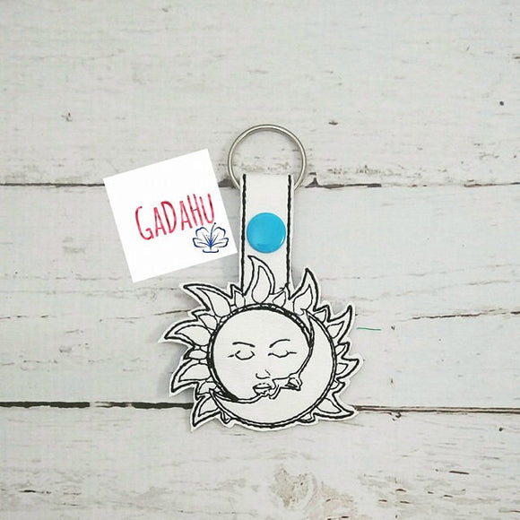 Sun and Moon Key Fob Snap Tab Embroidery Design