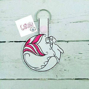 Mermaid Girl Key Fob Snap Tab Embroidery Design