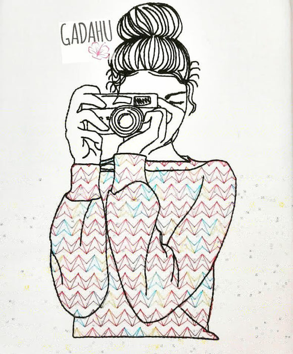 Camera Girl Machine Embroidery Design 4x4 5x7 Instant Digital Embroidery Design