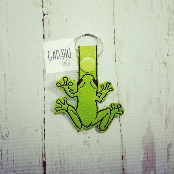 Tree Frog Snap tab Key Fob ITH Embroidery Design