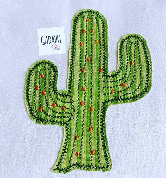 Cactus Raw Edge Applique Machine Embroidery Design Digital file. 4x4/5x7 Sizes