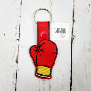 Boxing Glove Snap tab Key Fob ITH Embroidery Design file