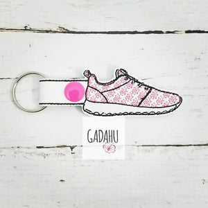 Running Shoe Snap tab Key Fob ITH Embroidery Design file