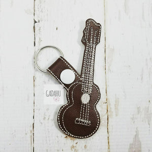 Ukulele Guitar Snap tab Key Fob ITH Embroidery Design file