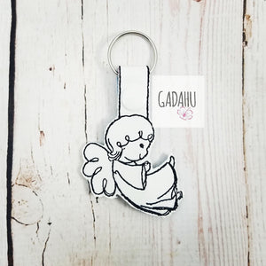 Angel Snap tab Key Fob ITH Embroidery Design file