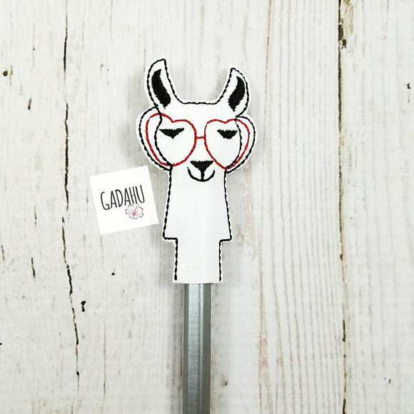 Llama with Glasses Pencil Topper ITH Embroidery design file