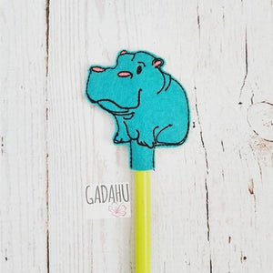 Hippopotamus Pencil Topper ITH Embroidery design