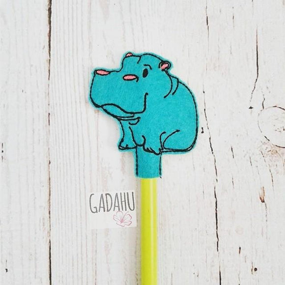 Hippopotamus Pencil Topper ITH Embroidery design