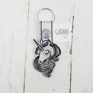 Unicorn Snap tab Key Fob ITH Embroidery Design file