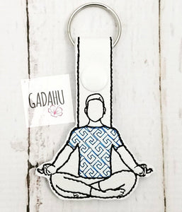 Yoga man Snap tab Key Fob ITH Embroidery Design file