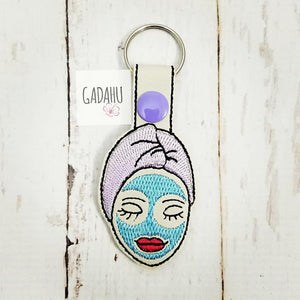 Spa Girl Key Fob Snap Tab Embroidery Design