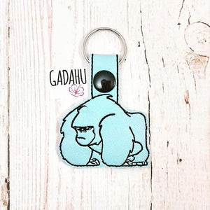 Gorilla Key Fob Snap Tab Embroidery Design