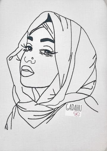 Muslim Girl Machine Embroidery Design Digital file. Sizes 4x4/5x7