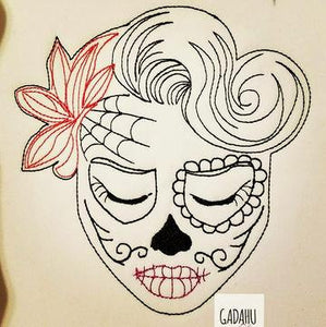 Sugar Skull Flower Girl Machine Embroidery Design File 4X4/5X7 Instant Download