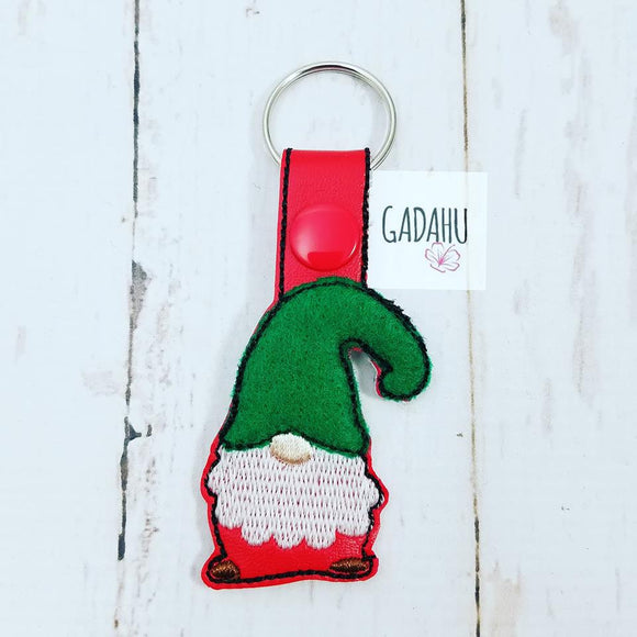 Scandinavian Gnome Snap tab Key Fob ITH Embroidery Design