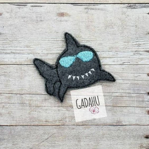 Shark with sunglasses feltie ITH Embroidery design file